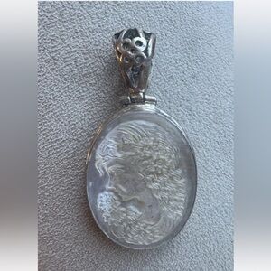 Elegant Silver Cameo Pendant vintage sterling silver